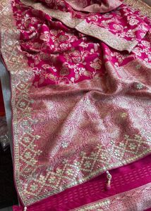 Brand New Munga Silk Saree- Rani Colour