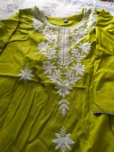 Lime Green Embroidered Kurta