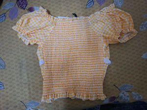 Yellow Gingham Smocked Top