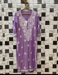 Lavender chikankari Kurti