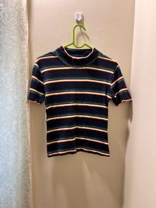 Striped Mock Neck Top