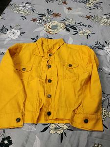 Yellow Cropped Denim Jacket