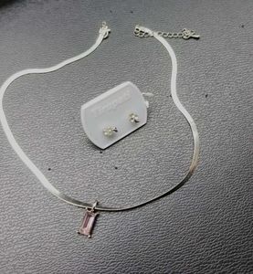 Silver Necklace & Stud Earring Set