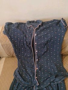 Blue Floral Pajama Set