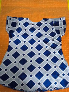 Blue Geometric Print Top