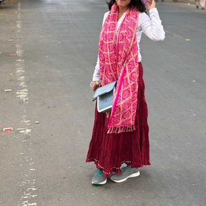 Boho Chic Maroon Skirt