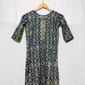 Teal Green Printed Kurti