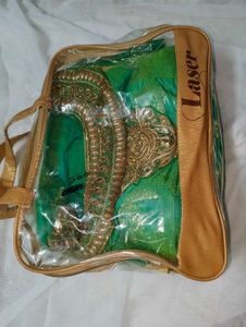 Teal &amp; Gold Indian Lehenga Choli Set