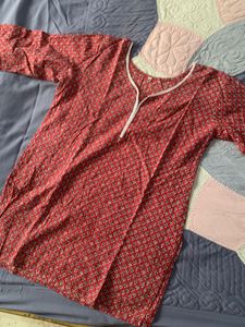 Red Print Tunic Top