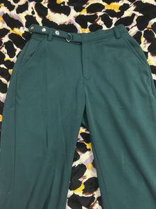 Green Wide Leg Pants with Belt