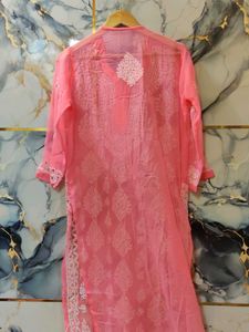 brand new chikankari Pink Embroidered Kurta