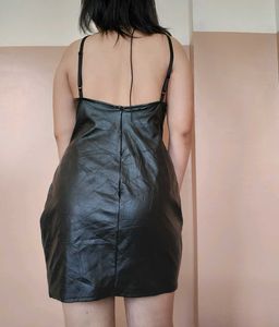 Edgy Faux Leather Mini Dress