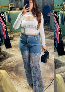 New Style Denim Jeans With Lace