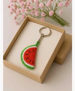 Watermelon Crochet Keychain