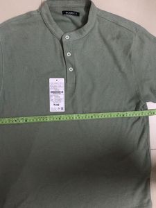 Casual Olive Green Henley Shirt