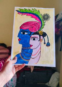 Radha Krishna Abstract Painting 🎨
