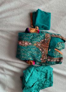 Green Embroidered Dress With Paijama &amp; Duptta