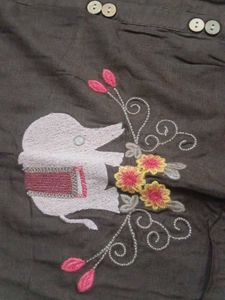 Embroidered Brown Tunic - Size M