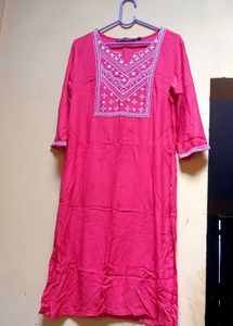 Red Embroidered Kurta