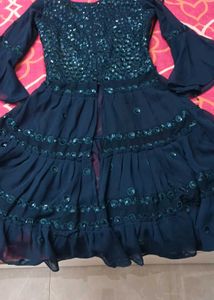 Elegant Teal Embellished Dress