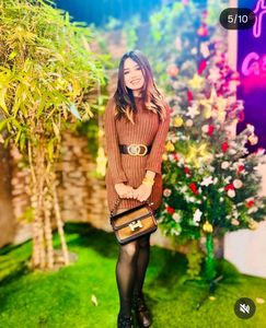 Brown Ribbed Knit Mini Dress For Winter