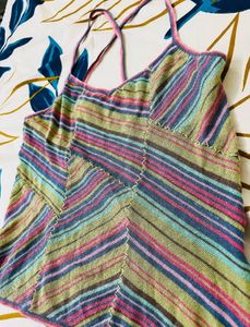 Multicolour Criss Cross Spaghetti Top