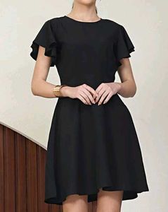 Chic Black Flutter Sleeve Dress