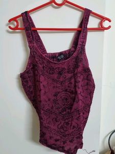 Embroidered Purple Tank Top