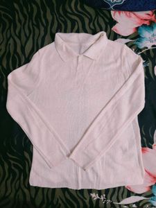 Stylish White Polo Top 🤍