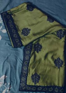 Elegant Green Embroidered Saree