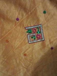 Orange Embroidered Saree
