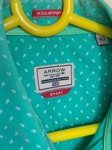 Arrow Sport Sea Green Pure Cotton Casual Shirt