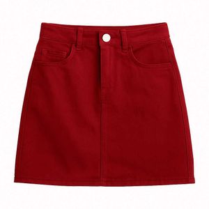 Red Denim Mini Skirt