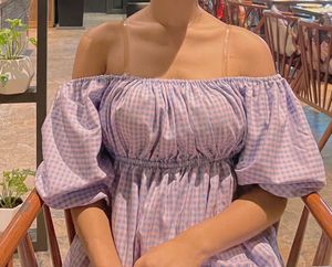 Gingham Puff Sleeve Mini Dress