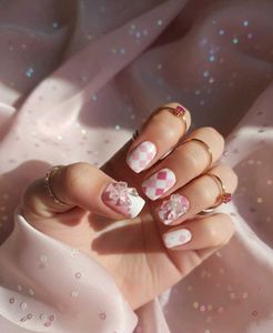 Pink Plaid Press-On Nails