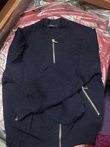 Stylish Navy Jacket with Zippers