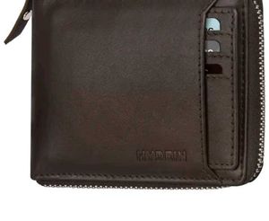 Mens Brown Trendy Genuine Leather Waller Zipper