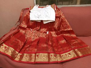 1-TimeUsedGirls Red&amp;White LehengaCholi-PattuPavada