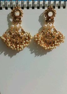 Gold &amp; Pearl Drop Earrings