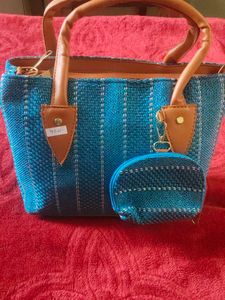 Woven Tote Bag with Coin Purse