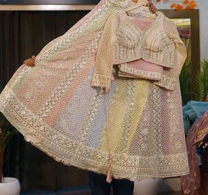 💛💚🩵Heavy Multicolour Designer Lehga💛💚🩵