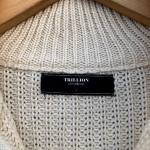 Beige Knit 1/4 Zip Sweater