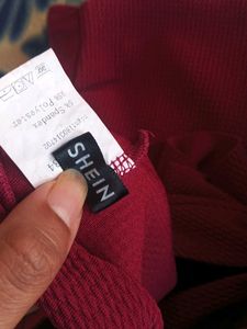 Cute Burgundy Two-Piece Set