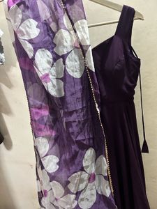 new burgundy anarkali gown