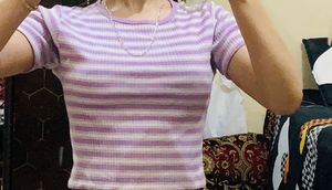 Striped Ribbed Tee Top