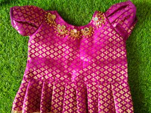 Maggam Work Pattu Pavadai Blouses For Kids