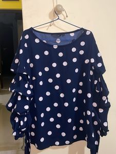 Westside Polka Dot Ruffle Top | XS