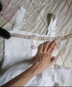 Peach Cardigan &amp; White Dress