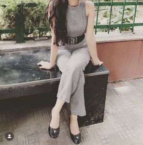 White Black Check Jumpsuit