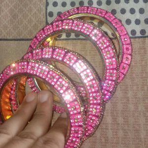 Stunning Pink Rhinestone Bangles Set Elegan,sparkl